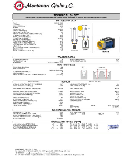 Безредукторна лебідка 4500 кг, 0.5 м/с, 16 кВт, Montanari Giulio & C. MGV34L